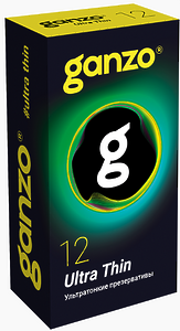 ПРЕЗЕРВАТИВЫ GANZO ULTRA THIN №12 BLACK EDITION (ультратонкие), 12 шт. в упак.